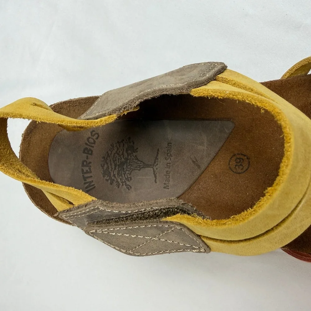 Inter-Bios Spain Multi Color Suede Strappy Cork Wedge Sandals Womens 39